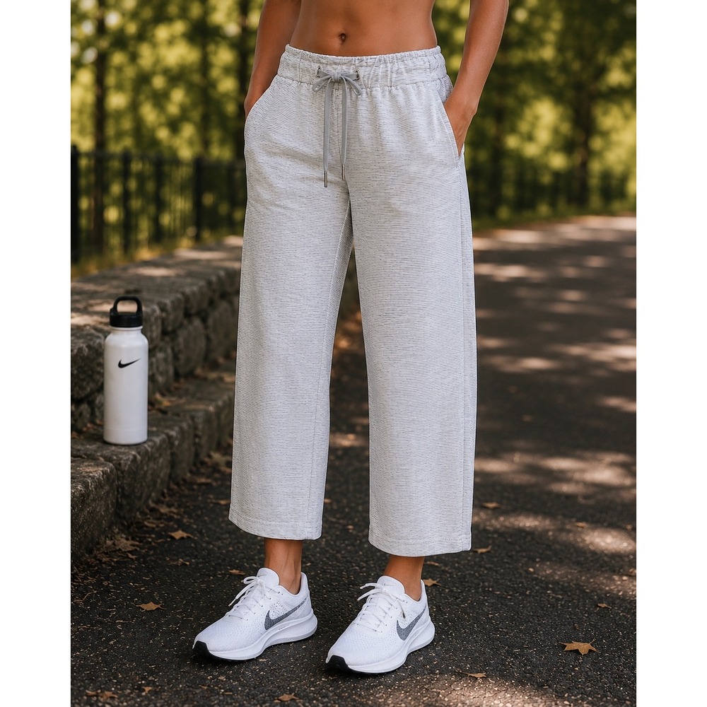 Lululemon On the Fly Wide Leg 7/8 Pant Space Dye Grey White Luxtreme Size 2